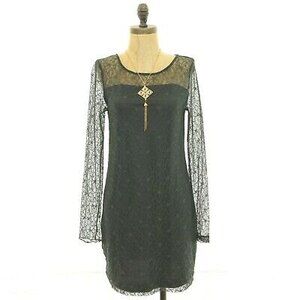 Kensie Shift Lace Dress Size 4 Sheer Bodice & Sleeves Lined Blue EUC B31